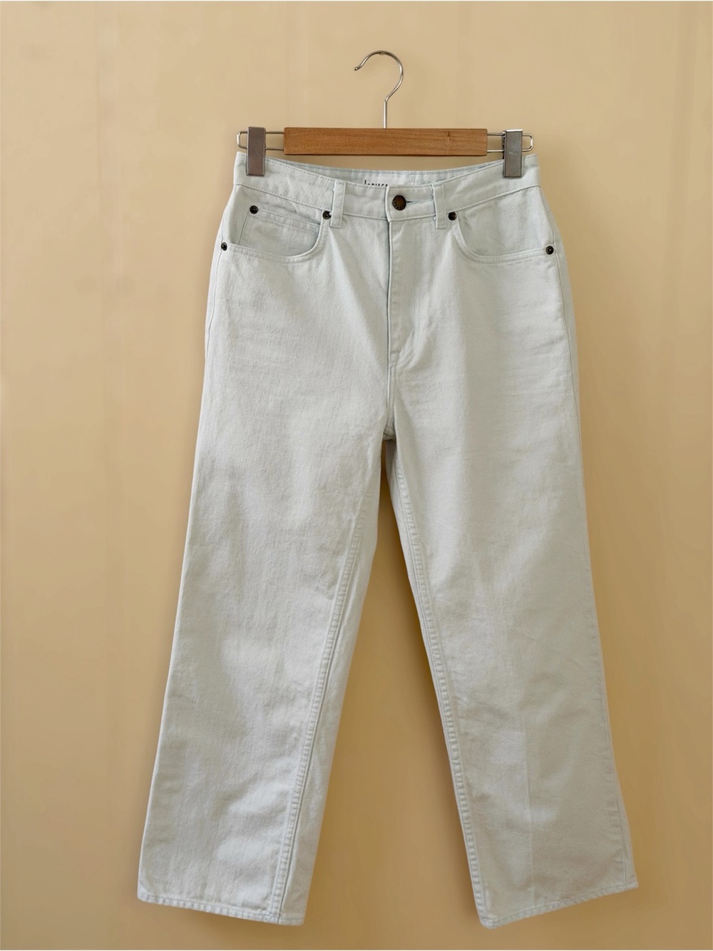 Apiece Apart Pale Mint Green Cropped Straight Leg Jeans Size 4